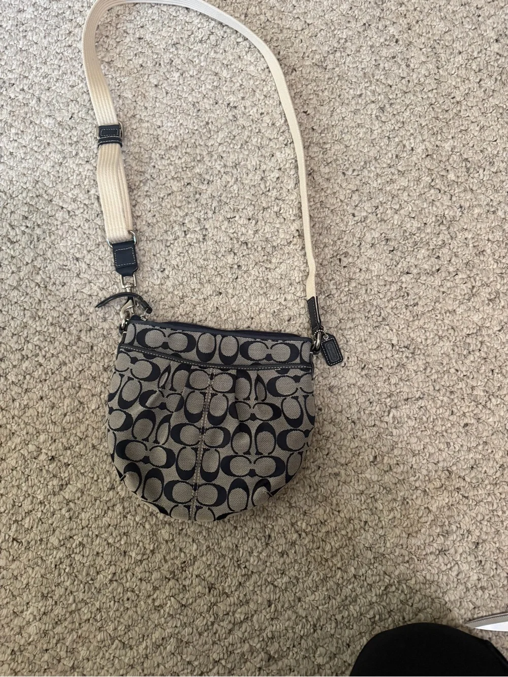 Coach Signature Crossbody Bag - Navy and Beige